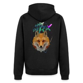 Fuchs What the Fox Geometrisch - Unisex Premium Bio Zip Hoodie - Schwarz - Hinten - Nico (187cm)