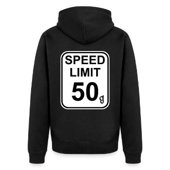 Limite de vitesse 50g Street Sign Gram Drôle Drogues - Veste à capuche bio Premium Unisexe - noir - Dos - Nico (187cm)