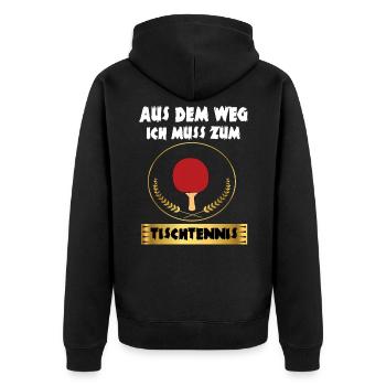 Tischtennis - Unisex Premium Bio Zip Hoodie - Schwarz - Hinten - Nico (187cm)