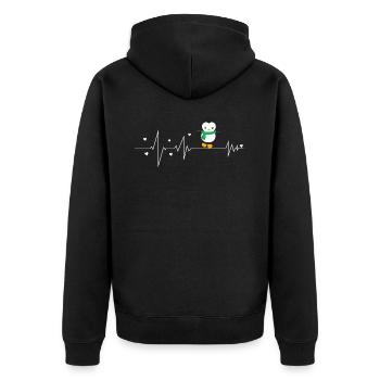 Pinguin herzschlag - Unisex Premium Bio Zip Hoodie - Schwarz - Hinten - Nico (187cm)