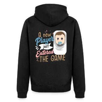 Schwanger Baby Mutter - Unisex Premium Bio Zip Hoodie - Schwarz - Hinten - Nico (187cm)