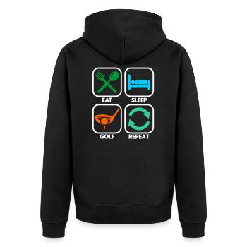 Golfer Golf - Unisex Premium Bio Zip Hoodie - Schwarz - Hinten - Nico (187cm)