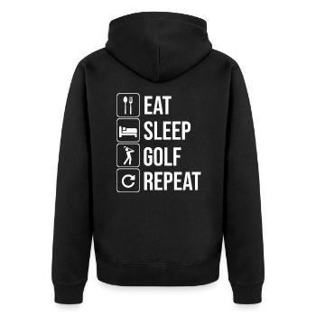 Golfer Golf - Unisex Premium Bio Zip Hoodie - Schwarz - Hinten - Nico (187cm)