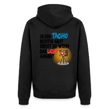 Ob Tacho richtig geht Licht Radarkontrolle Blitzer - Unisex Premium Bio Zip Hoodie - Schwarz - Hinten - Nico (187cm)
