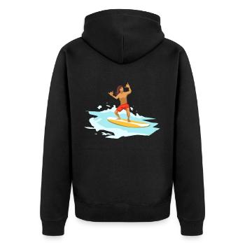 Surfen Surfing - Unisex Premium Bio Zip Hoodie - Schwarz - Hinten - Nico (187cm)