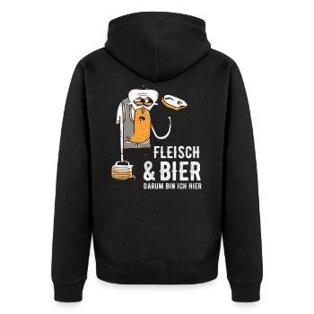 Fleisch Bier Steak Grillen - Unisex Premium Bio Zip Hoodie - Schwarz - Hinten - Nico (187cm)