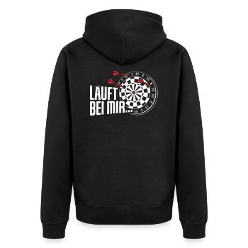 Darts Dartpfeil Dartscheibe - Unisex Premium Bio Zip Hoodie - Schwarz - Hinten - Nico (187cm)