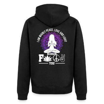 Hippie Yoga - Unisex Premium Bio Zip Hoodie - Schwarz - Hinten - Nico (187cm)
