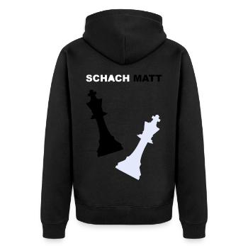 Schach - Unisex Premium Bio Zip Hoodie - Schwarz - Hinten - Nico (187cm)