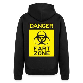 Fart zone - Unisex Premium Organic Zip Hoodie - black - Back - Nico (187cm)