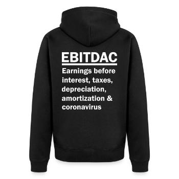 EBITDAC EBITDA - Unisex Premium Organic Zip Hoodie - black - Back - Nico (187cm)