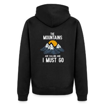 Les montagnes appellent les campeurs et les randonneurs - Veste à capuche bio Premium Unisexe - noir - Dos - Nico (187cm)
