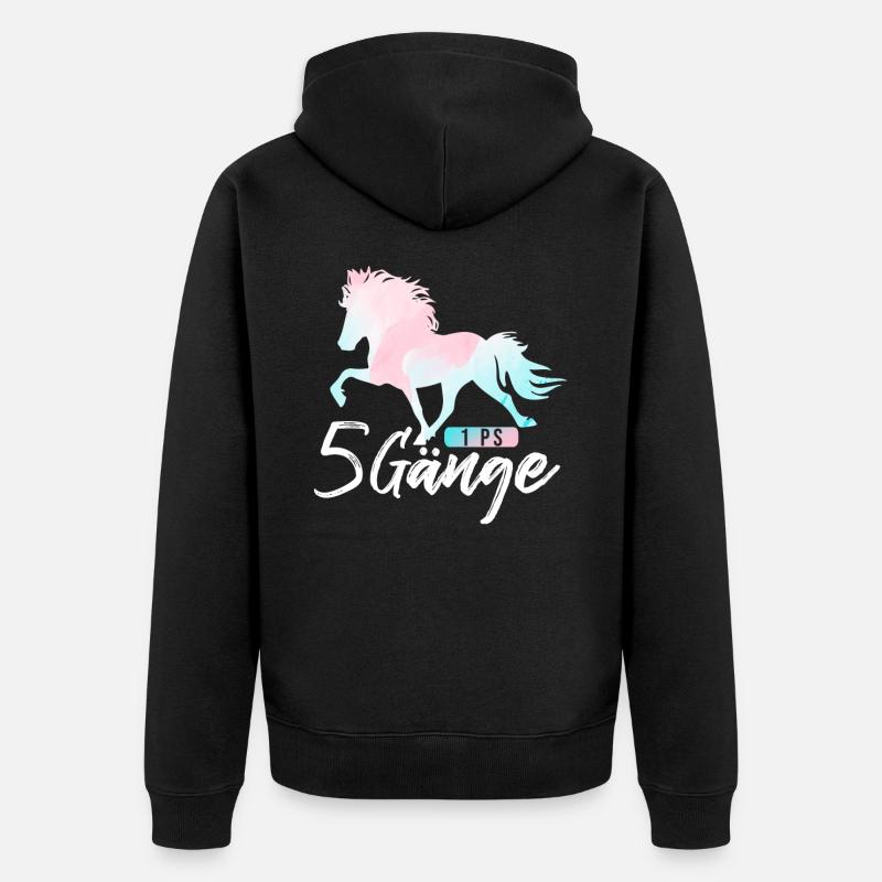Islandpferd - Unisex Premium Bio Zip Hoodie - Schwarz