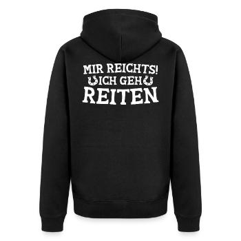 Pferdesprüche Reiter Geschenkidee - Unisex Premium Bio Zip Hoodie - Schwarz - Hinten - Nico (187cm)