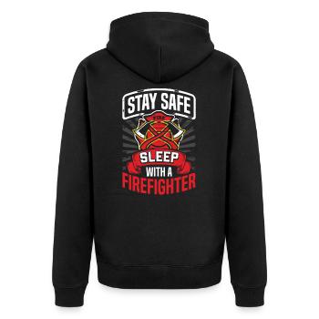 Firefighter - Unisex Premium Bio Zip Hoodie - Schwarz - Hinten - Nico (187cm)