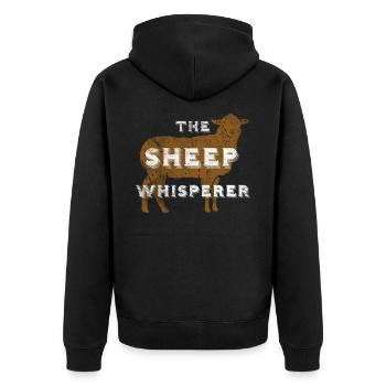 SHEEP Whisperer Vintage Geschenk für Farm Lamb Lover - Unisex Premium Bio Zip Hoodie - Schwarz - Hinten - Nico (187cm)