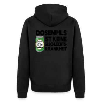 Dosenpils keine Geschlechtskrankheit lustig Spruch - Unisex Premium Bio Zip Hoodie - Schwarz - Hinten - Nico (187cm)