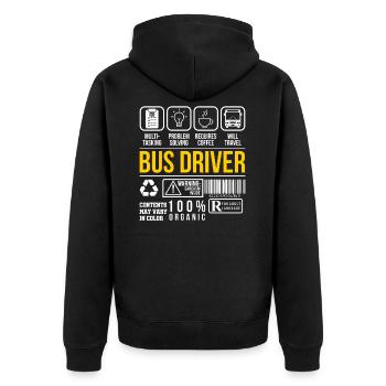 Bus Driver School Bus - Unisex Premium Bio Zip Hoodie - Schwarz - Hinten - Nico (187cm)