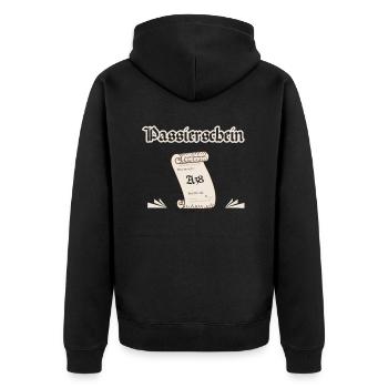 Passierschein A38 - Unisex Premium Bio Zip Hoodie - Schwarz - Hinten - Nico (187cm)