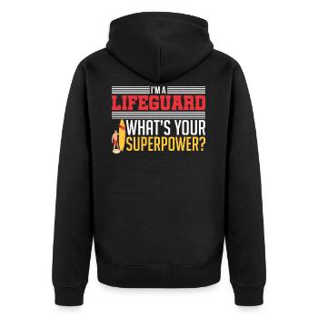 Lifeguard Swimmer - Unisex Premium Organic Zip Hoodie - black - Back - Nico (187cm)