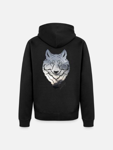 Wolf face wildlife - Unisex Premium Organic Zip Hoodie - black