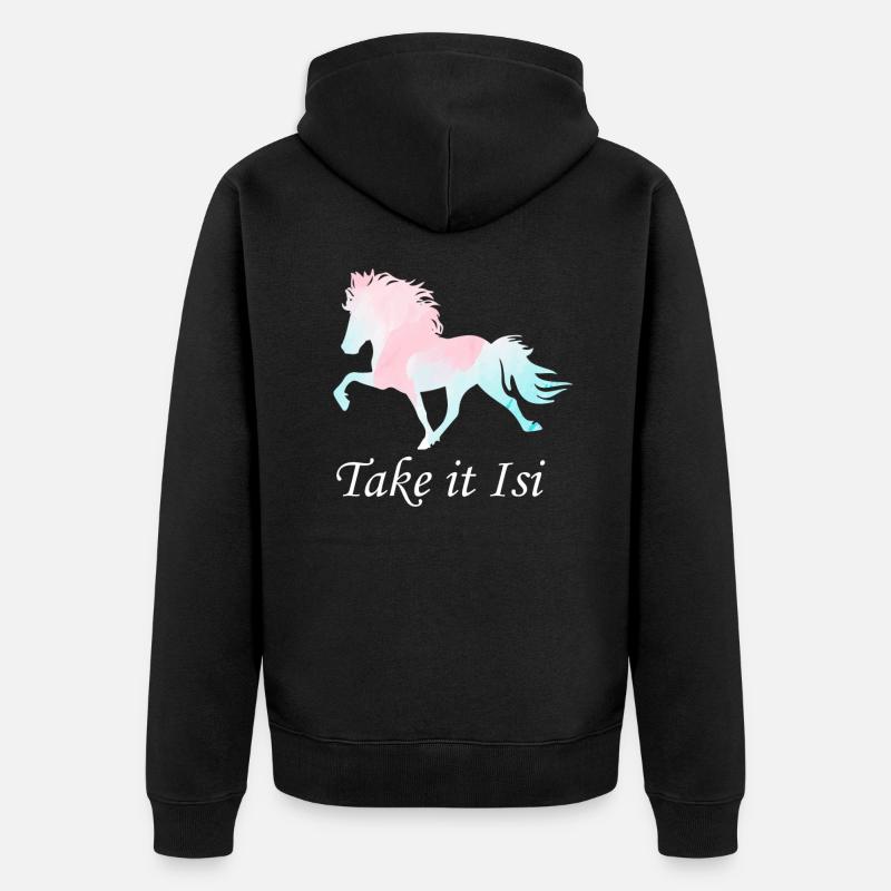 Islandpferd - Unisex Premium Bio Zip Hoodie - Schwarz