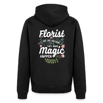 Florist Sunflower - Unisex Premium Organic Zip Hoodie - black - Back - Nico (187cm)