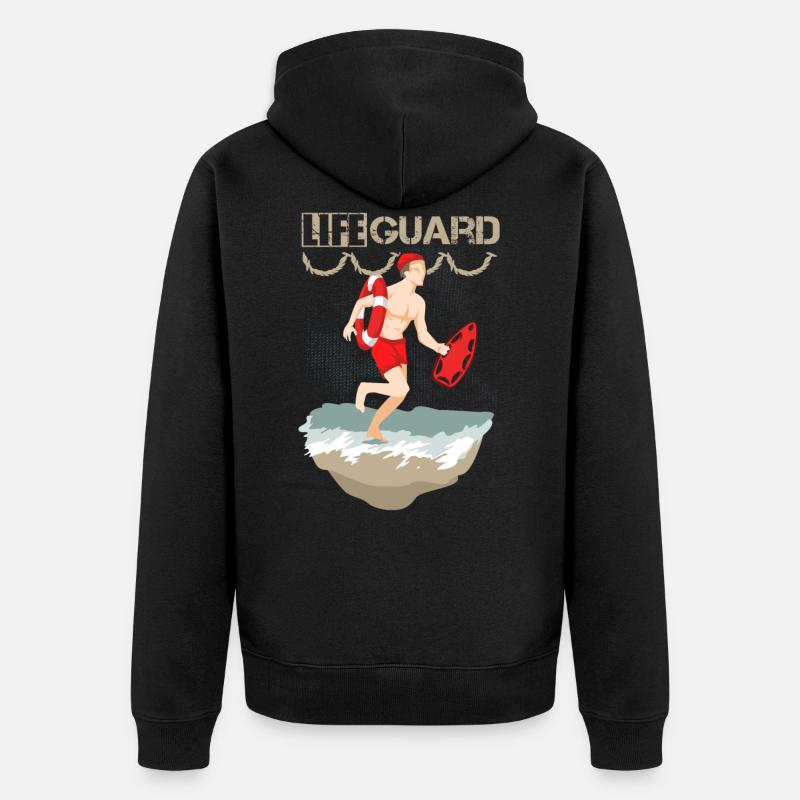 Lifeguard Swimmer - Unisex Premium Bio Zip Hoodie - Schwarz