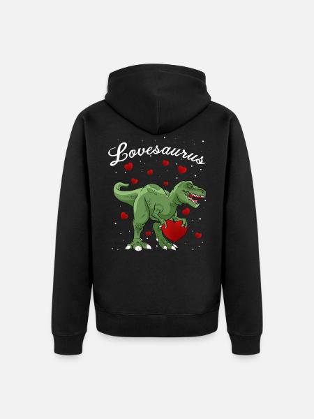 lovesaurus dinosaur valentine day - Unisex Premium Organic Zip Hoodie - black