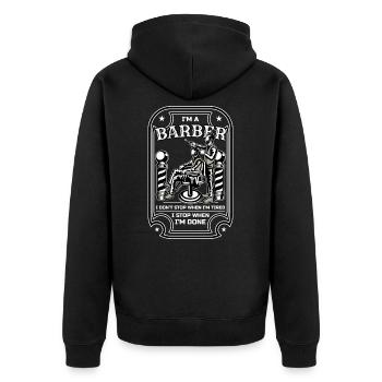 Barbier, coiffeur, coiffeur - Veste à capuche bio Premium Unisexe - noir - Dos - Nico (187cm)