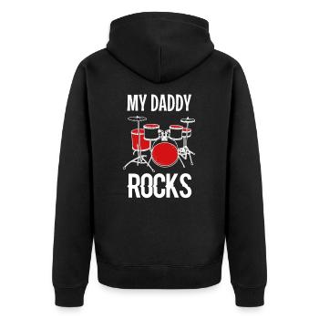 Drummer - Unisex Premium Bio Zip Hoodie - Schwarz - Hinten - Nico (187cm)