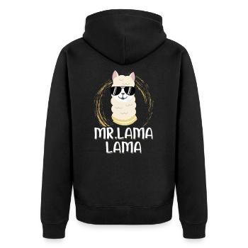 Llama - Unisex Premium Organic Zip Hoodie - black - Back - Nico (187cm)