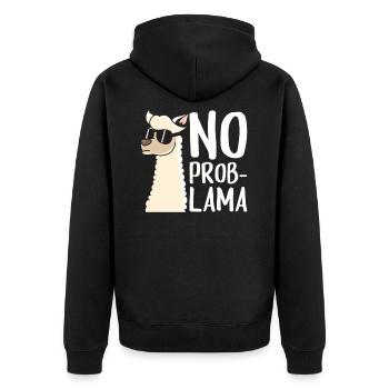 Llama - Unisex Premium Organic Zip Hoodie - black - Back - Nico (187cm)