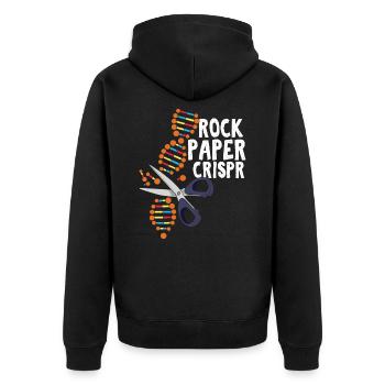 Rock Paper Crispr Gentechnik Gentechniker Biologie - Unisex Premium Bio Zip Hoodie - Schwarz - Hinten - Nico (187cm)