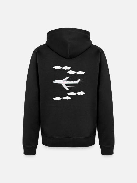 plane - Unisex Premium Organic Zip Hoodie - black