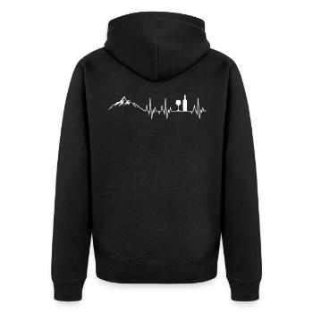 Berge und Wein Herzschlag - Unisex Premium Bio Zip Hoodie - Schwarz - Hinten - Nico (187cm)