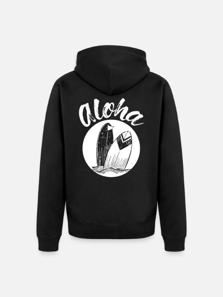 Aloha surfer surfing - Unisex Premium Organic Zip Hoodie - black