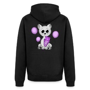 Katze - Unisex Premium Bio Zip Hoodie - Schwarz - Hinten - Nico (187cm)