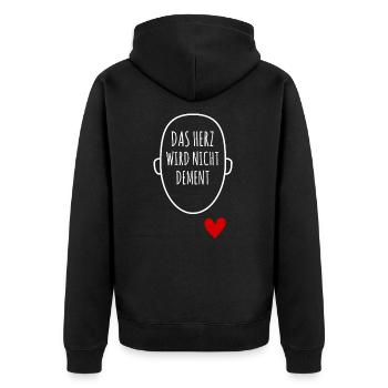 Das Herz Wird Nicht Dement Pflege Altenheim - Unisex Premium Bio Zip Hoodie - Schwarz - Hinten - Nico (187cm)