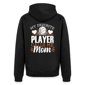 Little Sister Basketball Dad Mom - Unisex Premium Bio Zip Hoodie - Schwarz - Hinten - Nico (187cm)