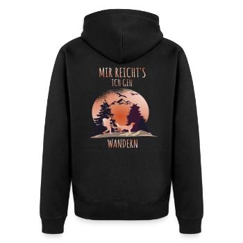 Mir Reichts ich geh wandern - Unisex Premium Bio Zip Hoodie - Schwarz - Hinten - Nico (187cm)