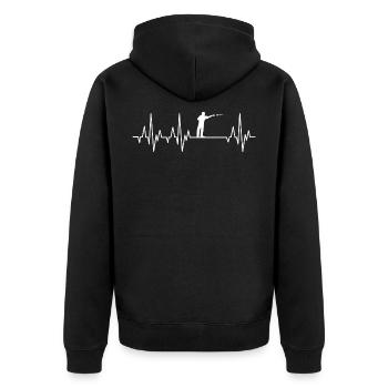 Dart Darts Herzschlag darten - Unisex Premium Bio Zip Hoodie - Schwarz - Hinten - Nico (187cm)