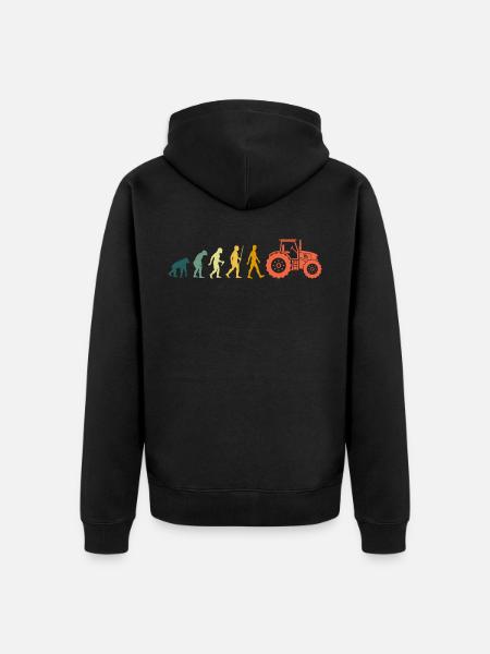 Farmer Farmer Evolution Retro - Unisex Premium Organic Zip Hoodie - black