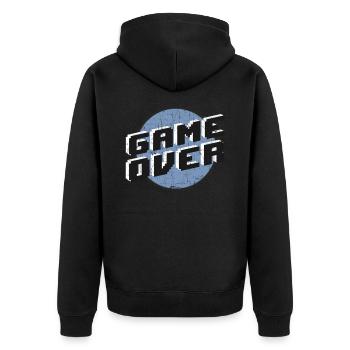 Game Over Vintage Retro Gamer Geburtstag Scheidung - Unisex Premium Bio Zip Hoodie - Schwarz - Hinten - Nico (187cm)