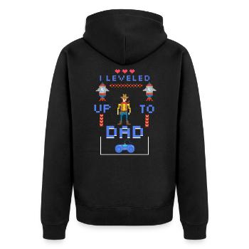 j'ai nivelé mon père | Jeu du futur père - Veste à capuche bio Premium Unisexe - noir - Dos - Nico (187cm)