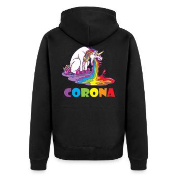 Unicorn Sucks Corona Sucks Funny Gift - Unisex Premium Organic Zip Hoodie - black - Back - Nico (187cm)
