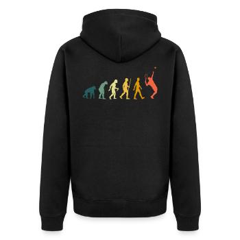 Tennis Evolution Retro - Unisex Premium Bio Zip Hoodie - Schwarz - Hinten - Nico (187cm)