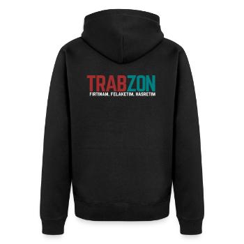 Trabzon - Unisex Premium Bio Zip Hoodie - Schwarz - Hinten - Nico (187cm)