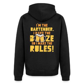 Bartender Funny tee - Unisex Premium Bio Zip Hoodie - Schwarz - Hinten - Nico (187cm)
