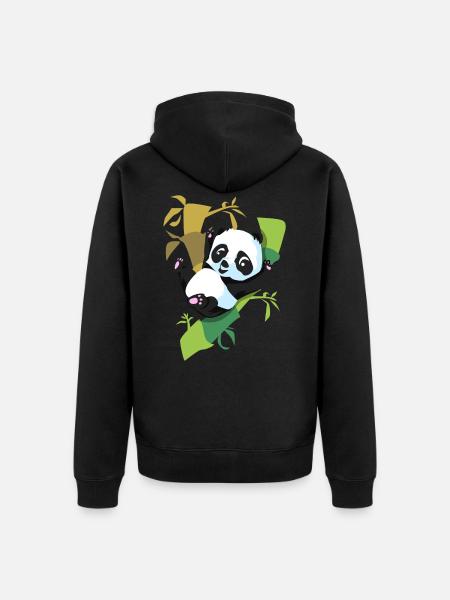 panda - Unisex Premium Organic Zip Hoodie - black